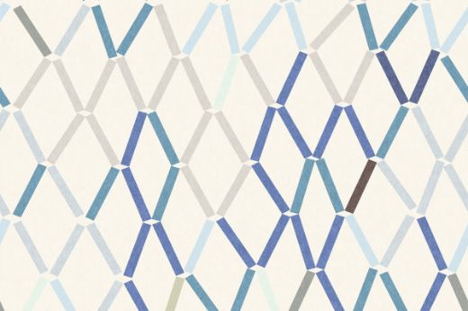 Porto Printed Wallpaper in Cobalt – vibrant geometric pattern with stacked blue tones, creating movement and texture, perfect for children’s rooms.