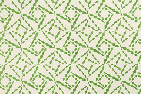 Grass: Geometric Puzzle wallpaper in grass green with white wiggle lines forming diamond shapes.