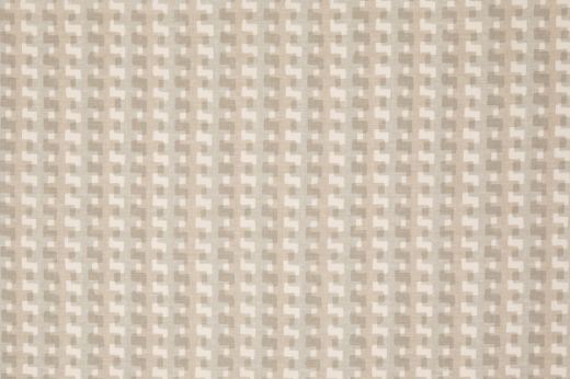 Cremaillère Printed Performance Fabric in Latte, a neutral geometric design in beige, grey, and off-white tones.