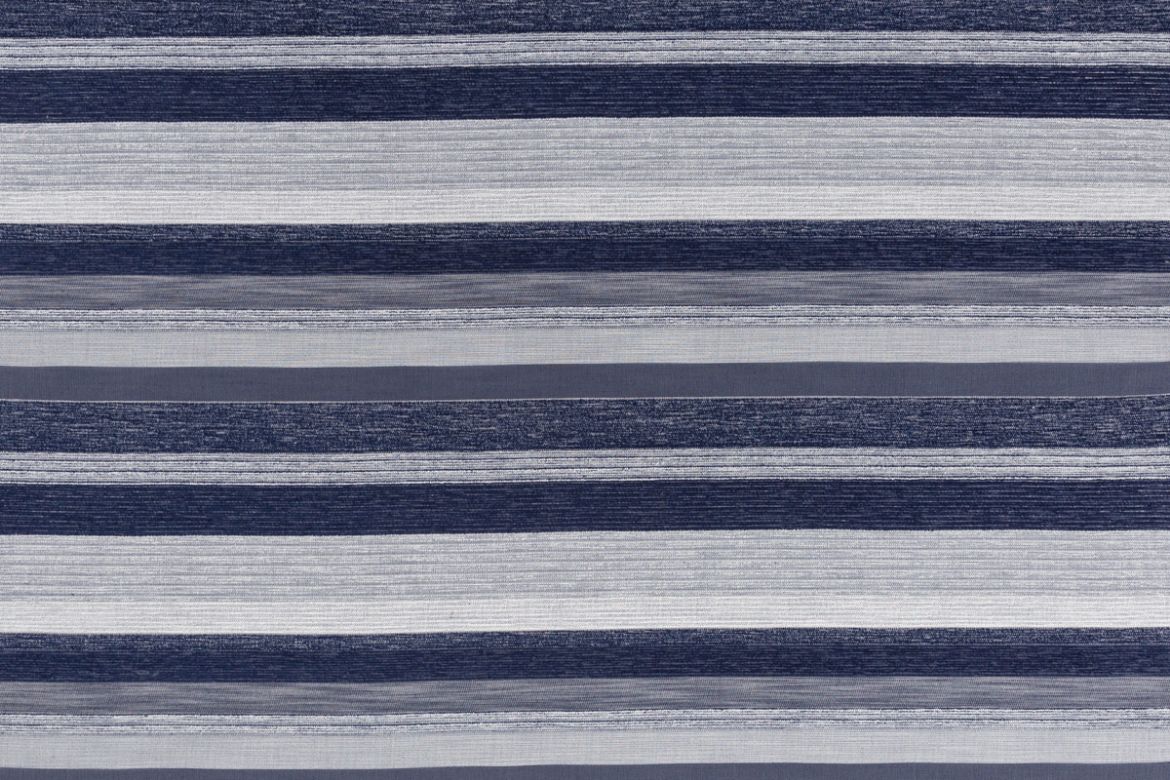 Maya Perennials® Performance Fabric in Azzurro, showcasing sea-toned stripes with a textured finish, ideal for high-traffic, design-led spaces.