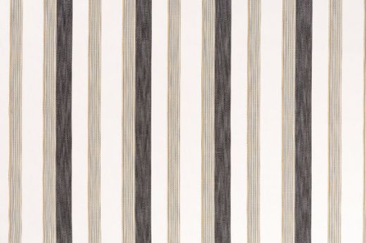 Verano Perennials® Performance Woven fabric in Nero — a bold black stripe design offering distinction and timeless elegance for outdoor applications.