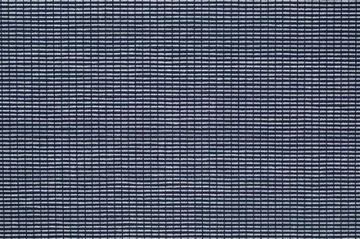 An outdoor, performance woven stripe in white and navy colours.