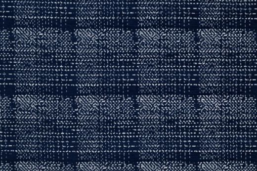 Sashiko PERENNIALS® Performance Weave in Azzurro – sky blue and ivory woven into a delicate grid, evoking coastal freshness and refined outdoor texture.