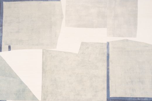 Sea Collage Raffia Wallcovering in Sky – soft blue hues and organic shapes combine for a serene, hand-crafted wallcovering in natural raffia.