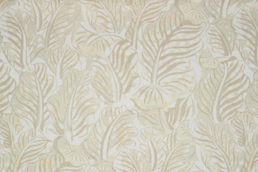 Mille Feuilles wallpaper in Slate, a modern composition of abstracted leaves in neutral tones grey and splashes of orange, perfect for refined interior schemes.