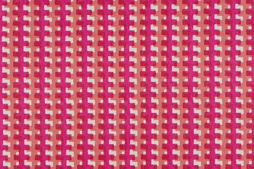 Cremaillère Printed Wallpaper in Hot Pink, featuring a vibrant two-tone geometric pattern in pink hues over a white base, adding bold colour and modern flair to any room.