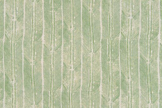 Fresh green feather stripe motif on natural linen cloth