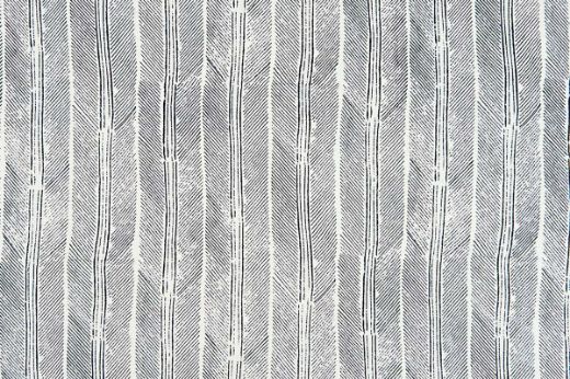 Deep indigo feather stripes printed on white linen