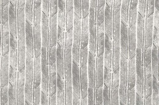 Charcoal-toned feather print creating a bold stripe on white linen