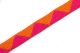 Big Top Tape fabric trim Hot Pink featuring a whimsical geometric pattern of pink and orange triangles, which can be added to curtains, drapery, upholstery or accessories.  
