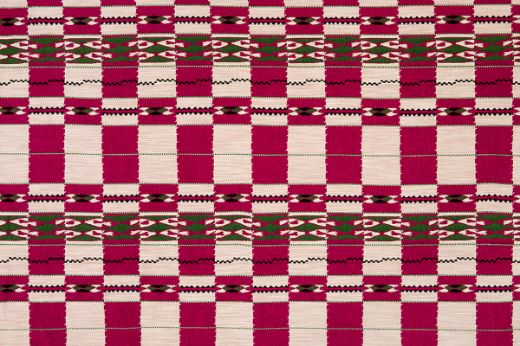 Chubby Check Woven Fabric in Hot Pink, featuring a vibrant pink, green, and natural check pattern, ideal for modern upholstery and interior accents.
