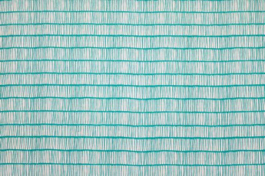 Crochet Printed Linen Fabric in Aquamarine, featuring a soothing blue-green tone paired with white linen and a soft linear pattern, perfect for contemporary and coastal-inspired interiors.