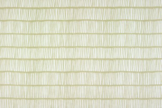 Crochet Printed Linen Fabric in Sage, a calming sage green paired with white linen, offering a soft linear pattern perfect for serene interiors.
