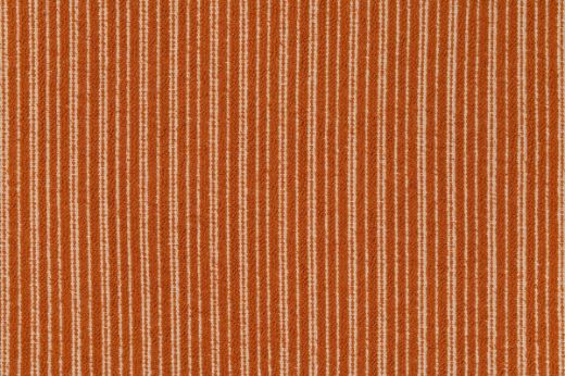 Divide Woven Fabric in Orange, showcasing rich terracotta-orange and beige stripes, creating warmth and depth with a contemporary textured finish.