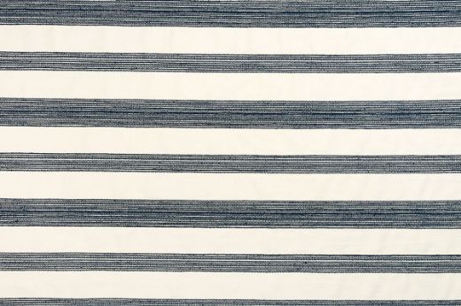 Nomad Woven Fabric in Dark Indigo – dramatic wide stripes in rich indigo and off-white for modern interiors with depth.