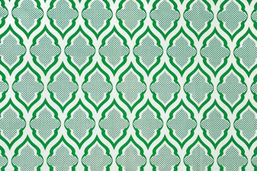 Ravenna Printed Fabric in Green – rich emerald and natural tones form a bold geometric repeat, echoing classic architectural lines with a modern edge.
