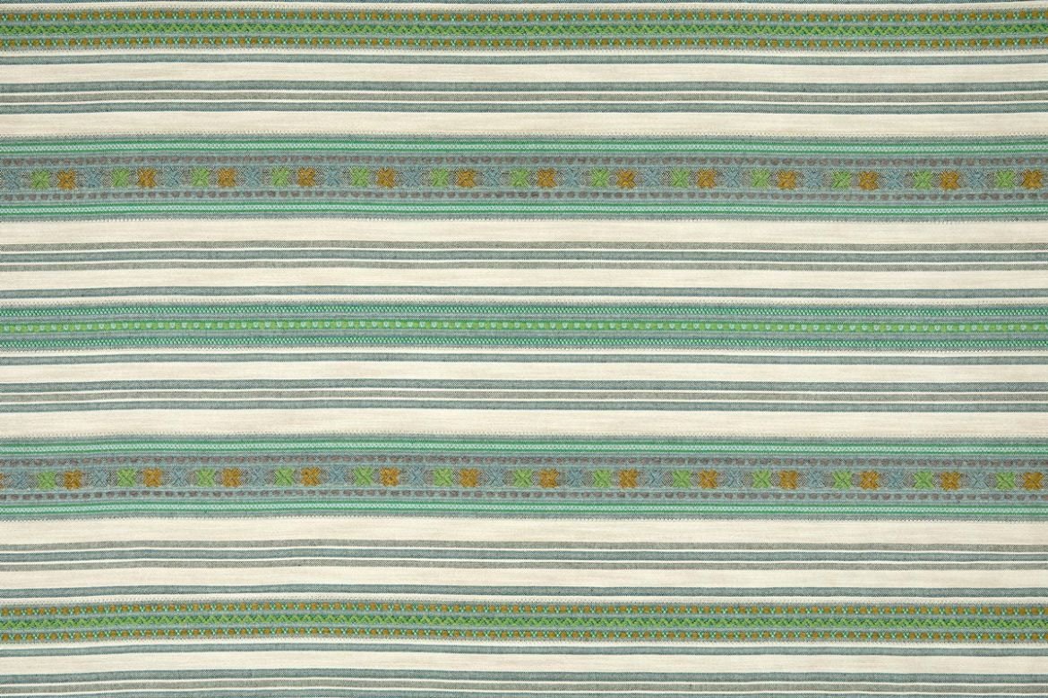 Romany Printed Weave in Aqua – soft stripes of pale aqua and ivory create a refreshing, understated pattern with a calm, coastal feel.