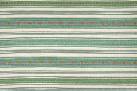 Romany Printed Weave in Aqua – soft stripes of pale aqua and ivory create a refreshing, understated pattern with a calm, coastal feel.