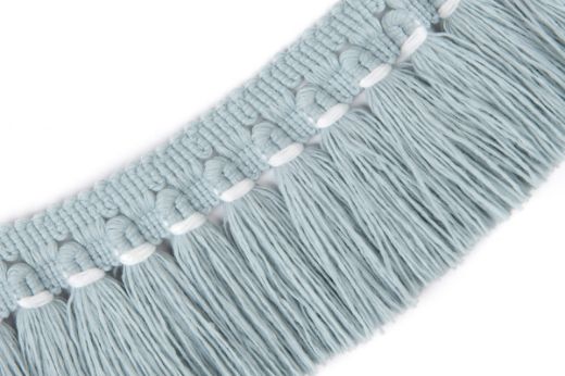 Light grey Hula Fringe Performance Trim with neutral tones, providing an elegant and understated look.