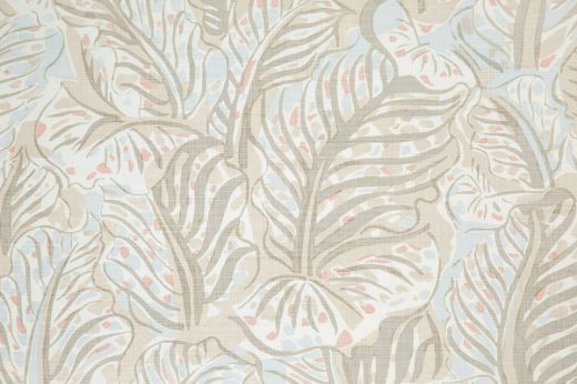 Mille Feuilles printed fabric in Natural, a subtle interpretation of Dufy’s leaf design in soft neutrals, perfect for understated, artistic interiors.