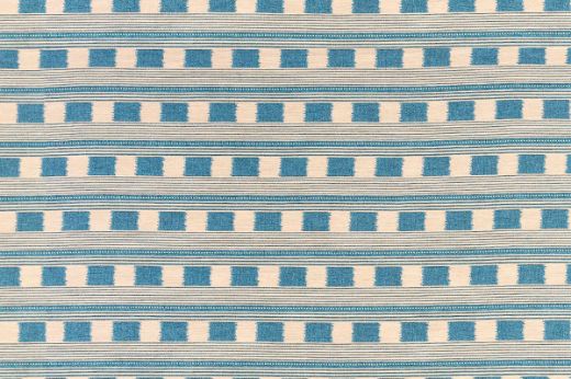 Lost and Found Woven Check Fabric in denim blue with lemon yellow stripe – a bold, artisan textile by Christopher Farr Cloth in collaboration with Kit Kemp