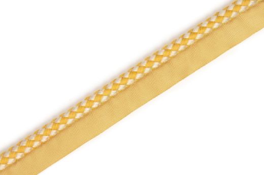 Circus Piping Trim in Lemon, featuring a fresh two-tone check pattern in white and yellow, perfect for adding a bright, cheerful accent to upholstery and soft furnishings.