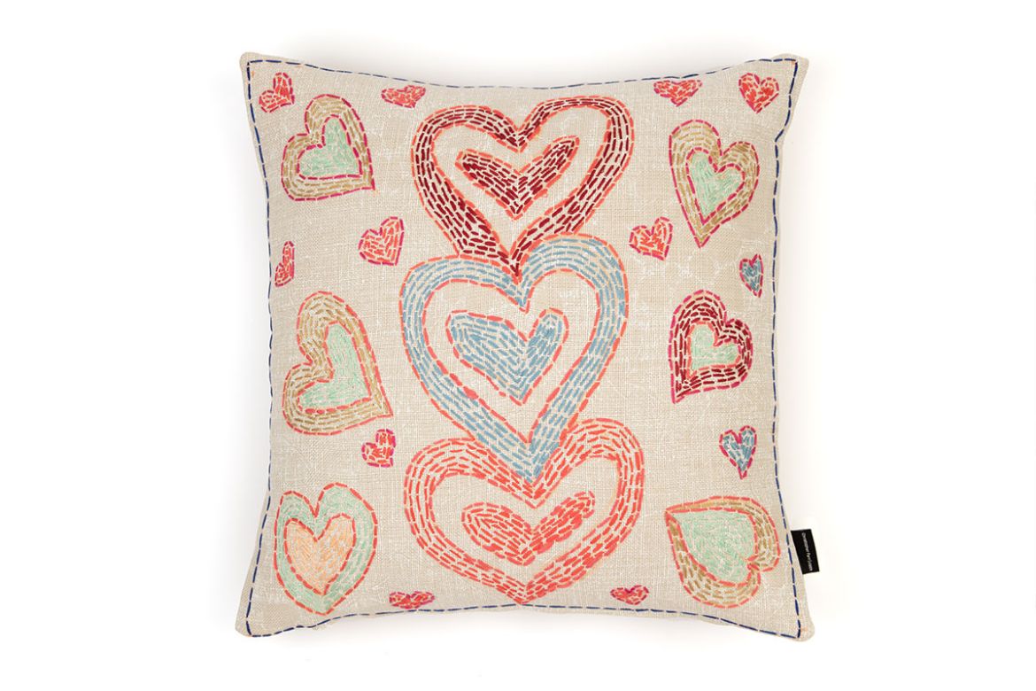 Picture of Refugee Craft Group Hearts Cushion