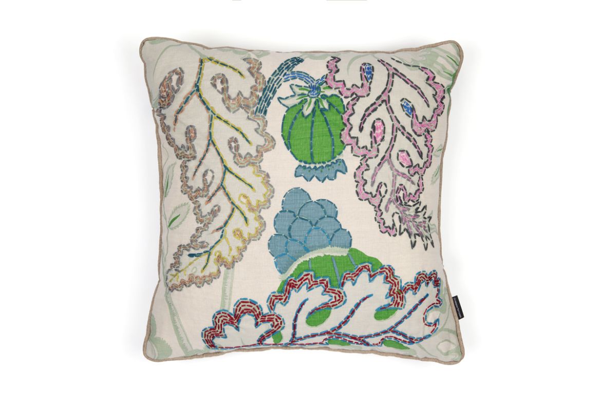 Picture of CARNIVAL EMBROIDERED CUSHION GREEN TWO