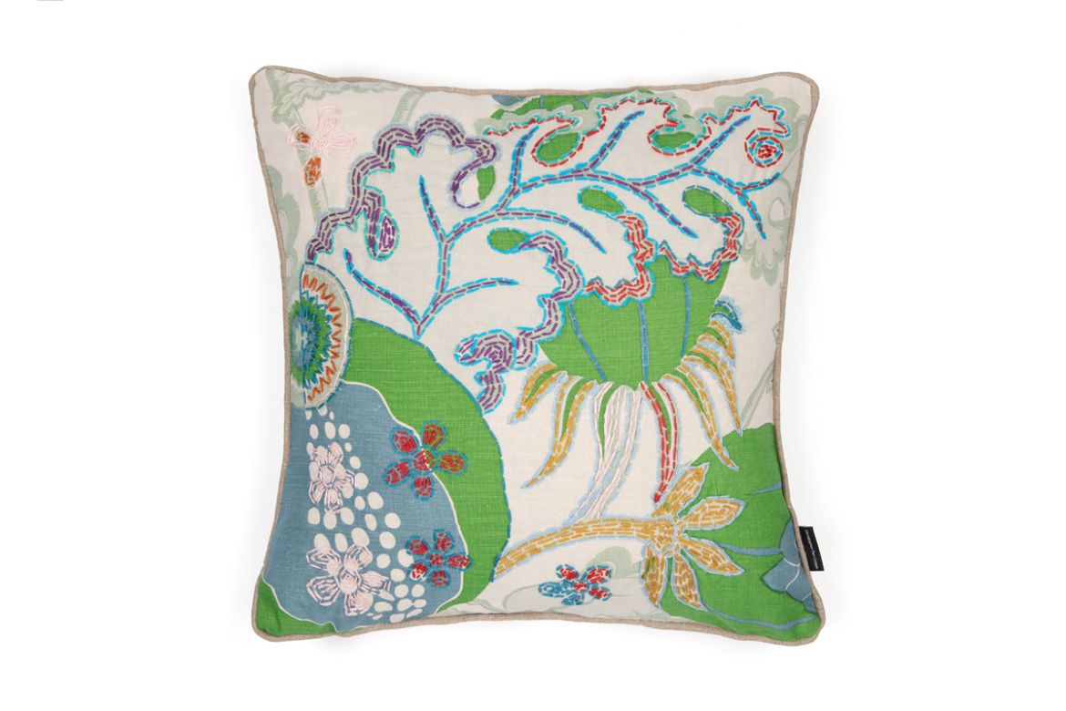 Picture of CARNIVAL EMBROIDERED CUSHION GREEN EIGHT