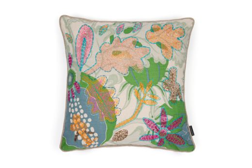 Picture of CARNIVAL EMBROIDERED CUSHION GREEN TEN