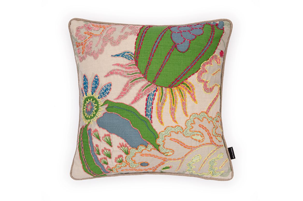 Picture of CARNIVAL EMBROIDERED CUSHION GREEN ELEVEN