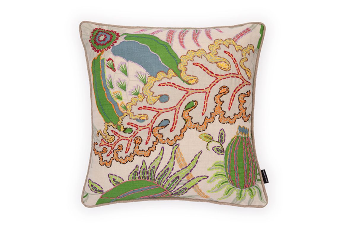 Picture of CARNIVAL EMBROIDERED CUSHION GREEN SIXTEEN