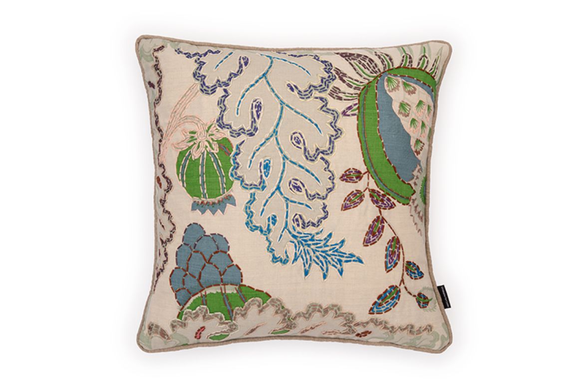 Picture of CARNIVAL EMBROIDERED CUSHION GREEN SEVENTEEN