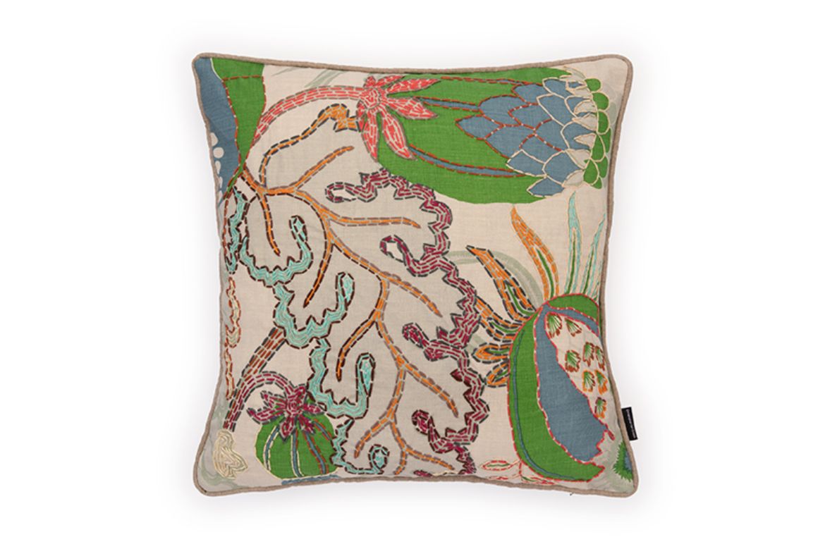 Picture of CARNIVAL EMBROIDERED CUSHION GREEN EIGHTEEN