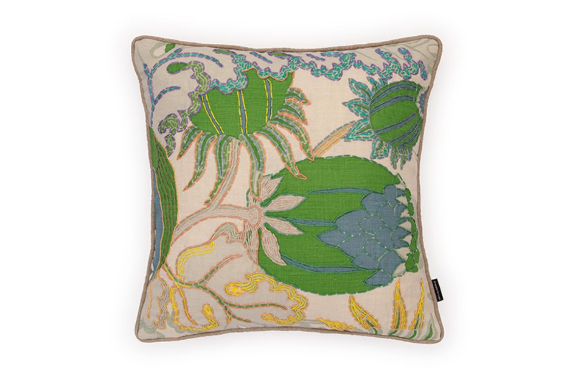 Picture of CARNIVAL EMBROIDERED CUSHION GREEN NINETEEN