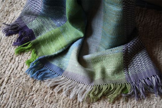 green and blue striped woven throw blanket by christopher farr cloth