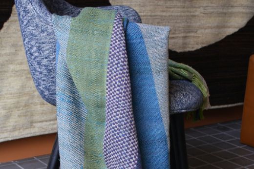 green and blue striped woven throw blanket by christopher farr cloth
