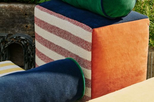 Calvari & Inca Velvet performance outdoor woven striped fabric by Christopher Farr Cloth