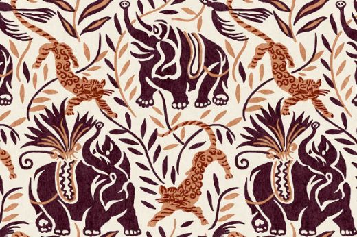 la jungle vinyl wallpaper plum elephants and leopard