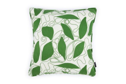 Green Foliage embroidered cushion by Christopher Farr Cloth X Veronique de Soultrait