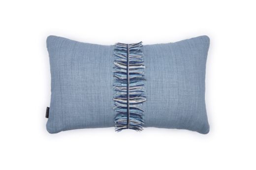 Green & Blue Mikado embroidered cushion by Christopher Farr Cloth X Veronique de Soultrait