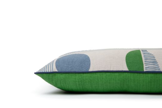 Galaxie Green Bolster Cushion Soprano Green Back Azzurro Blue Detail