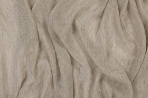 Midori sheer fabric in Smoke – scrunched close-up revealing the fine texture and tonal speckles in atmospheric grey.