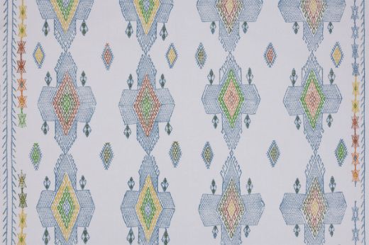 Geometric shapes Ikat pattern in multi colours and teal hues